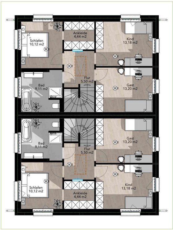 Doppelhaus 1 Standard Obergeschoss