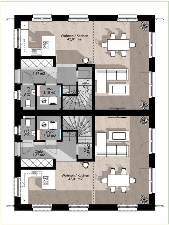 Doppelhaus 2 Premium Erdgeschoss