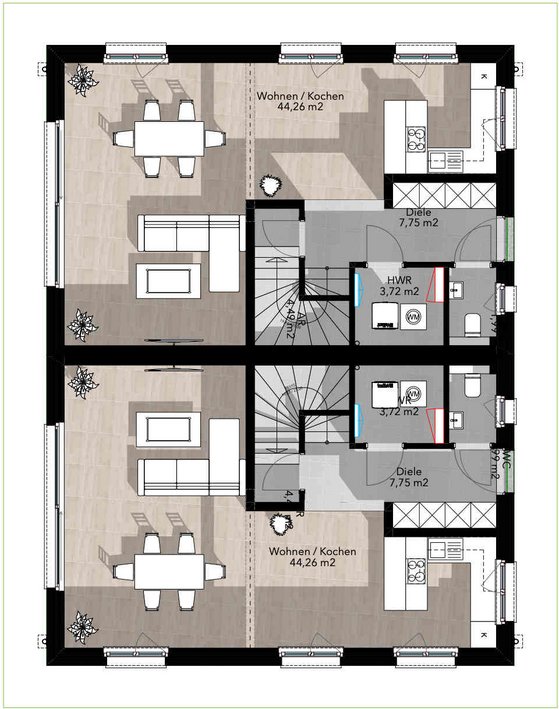 Doppelhaus 3 Exklusiv Erdgeschoss